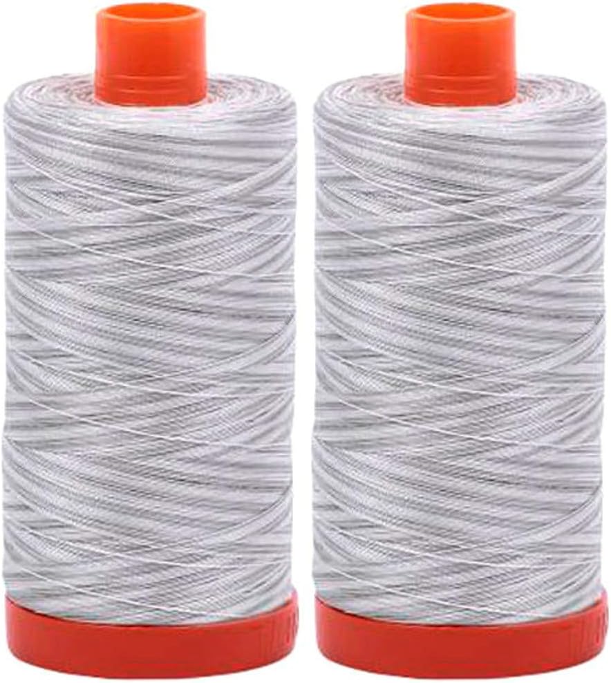 2-Pack - Aurifil 50WT - Silver Moon (4060) Variegated - Mako Cotton Thread - 1422 Yards Each