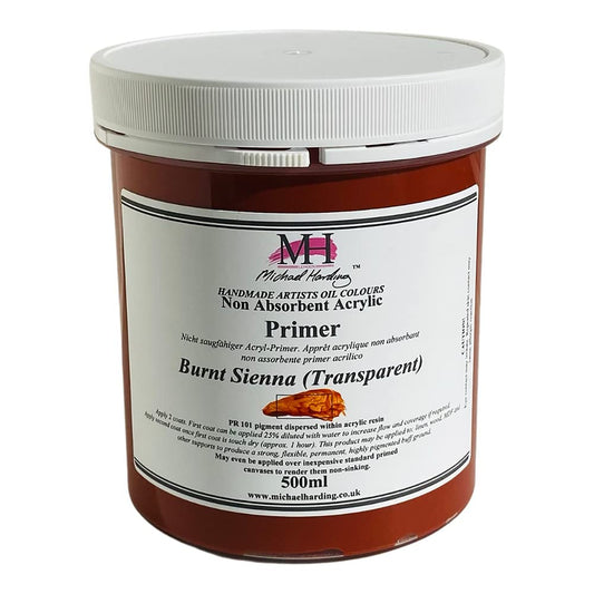 Michael Harding, Non-Absorbent Acrylic Primer, Burnt Sienna (Transparent), 500ml, NAAPBST5