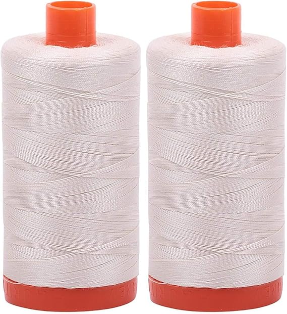 2-Pack - Aurifil 50WT - Silver White (2309) Solid - Mako Cotton Thread - 1422 Yards Each