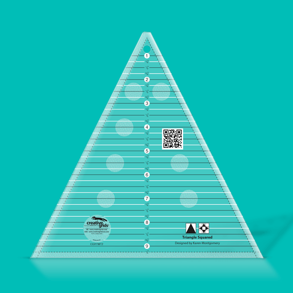 Creative Grids Triangle Squared Ruler 9-1/2in Quilt Ruler – CGRTMT2 – Made in USA, 9-1/2in x 9-3/4in, Non-Slip Grip Acrylic Quilting, Sewing, Crafting, Patchwork & Template