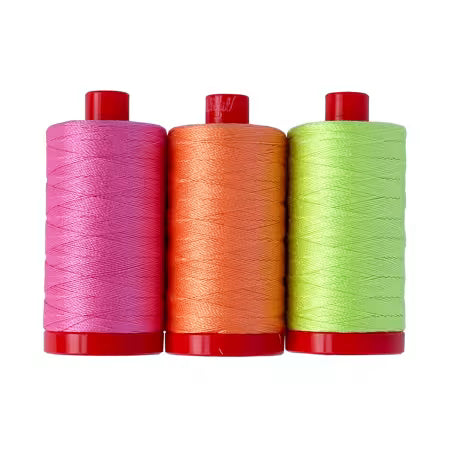 Aurifil Designer Collections 3 Large Spools 100% Cotton 12wt (356 Yards Each) TP12NC3 | 12wt Neon by Tula Pink Colors Included: 7002, 7000, 7001 - Made in Italy