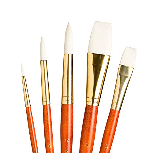 Princeton Real Value, Series 9100, Paint Brush Sets for Acrylic, Oil & Watercolor Painting, Syn-White Taklon (Rnd 2, 8, 12, Stroke 3/4, Wash 1/2)