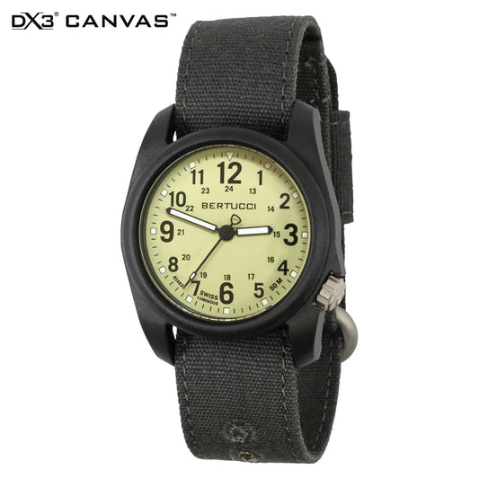 Bertucci DX3 Canvas Field Watch 40mm – Saguaro Dial, Faded Black Canvas Band