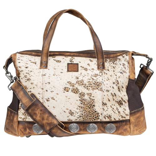 STS Ranchwear Serengeti Amelia Durable Secure Versatile Leather Multi-Bag with Baby, Cream Cowhide/Leopard Print/Brown by STS Ranchwear in Cream Cowhide/Leopard Print/Brown