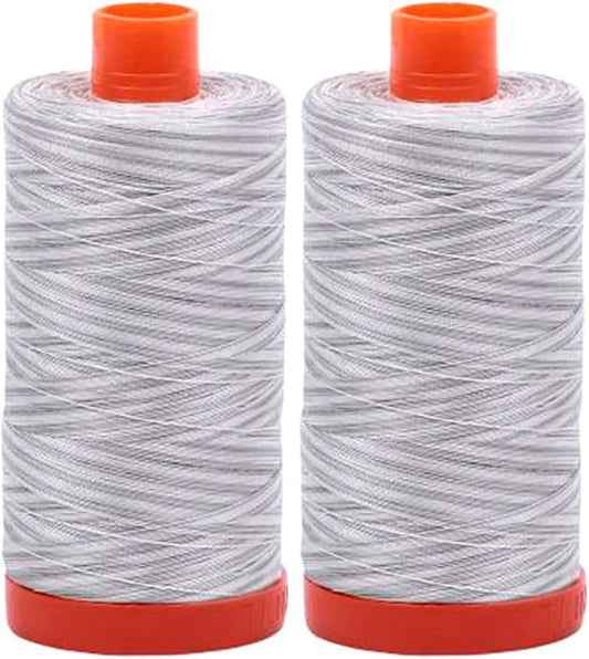 2-Pack - Aurifil 50WT - Silver Moon (4060) Variegated - Mako Cotton Thread - 1422 Yards Each