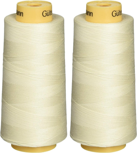 2-Pack - Gutermann Natural Cotton Thread Solids, 3281-Yard Each, Egg-White