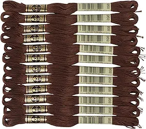 DMC embroidery floss Very Dark Coffee Brown 898 box with 12 pull-skein 8.7 yard cotton skeins

