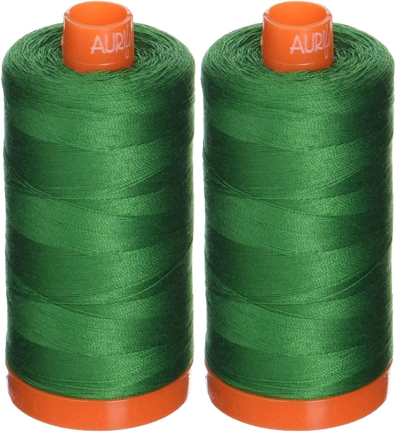 2-PACK - Aurifil Mako Cotton 50wt Thread Solid Green 1422 Yard each