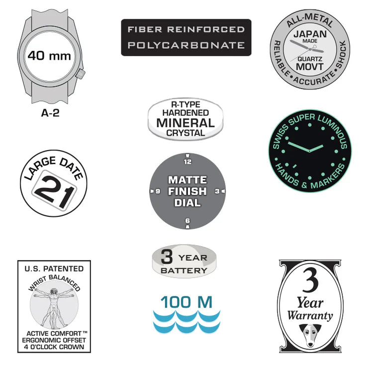 Bertucci DX3 SUPER field watch 40mm black dial bertucci khaki nylon band military outdoor watch