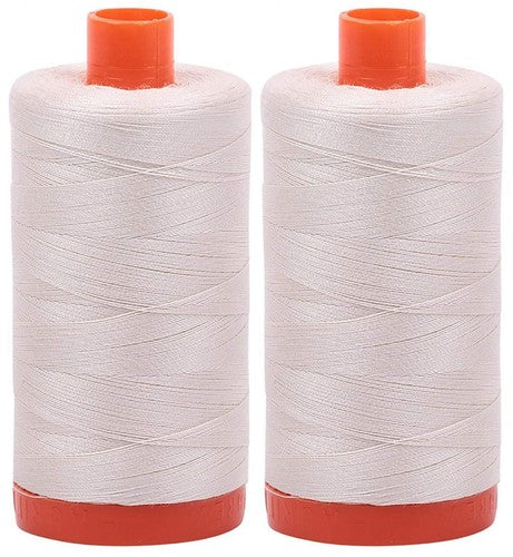 2-Pack - Aurifil 50WT - Silver White (2309) Solid - Mako Cotton Thread - 1422 Yards Each
