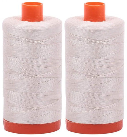 2-Pack - Aurifil 50WT - Silver White (2309) Solid - Mako Cotton Thread - 1422 Yards Each