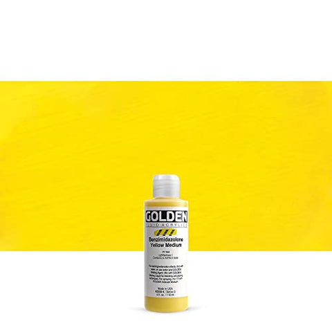 Golden Fluid Acrylic, 4 Ounce Bottle, Benzimidazolone Yellow Medium (2008-4)