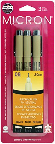 Sakura Pigma Micron Pen 08 Blk 3pc