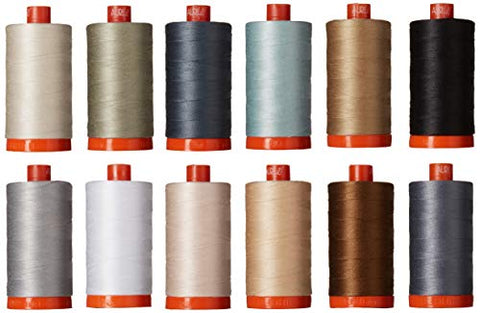 Christa Quilts Piece and Quilt Neutrals Aurifil Thread Kit 12 Large Spools 50 Weight CW50PQN12