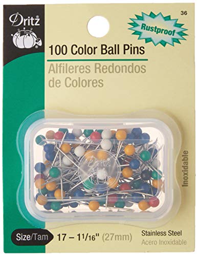 Dritz 36 Color Ball Pins, 1-1/16-Inch (100-Count)