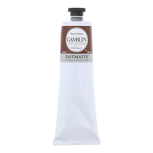 Gamblin Artist Paint, FastMatte Alkyd Colors, Fast Drying Oil Paint, Burnt Sienna, 150ml Tube