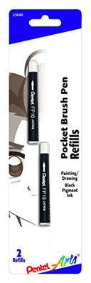 Pentel Pocket Brush Pen Refill - Pkg of 2, Sepia