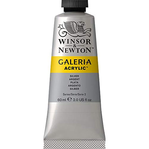 Winsor & Newton 2120617 Galeria Acrylic Paint, 60-ml Tube, Silver, 2 Fl Oz