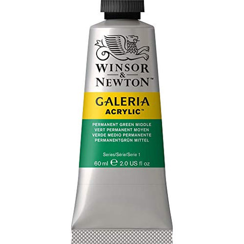 Winsor & Newton Galeria Acrylic Paint, 60-ml Tube, Permanent Green Middle, 2 Fl Oz