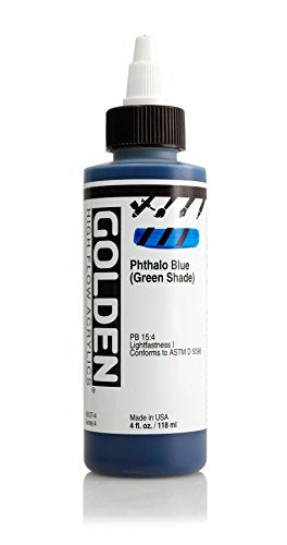 Golden High Flow Acrylic Paint, 4 Ounce, Phthalo Blue (Green Shade)