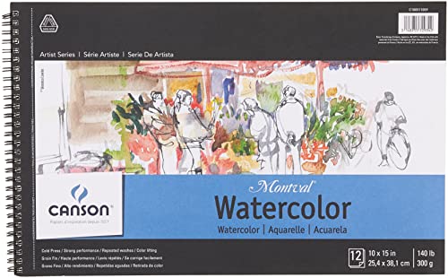 Canson Montval Watercolor Pad, Cold Press Acid Free French Paper, Side Wire Bound, 140 Pound, 10 x 15 Inch, 12 Sheets, 10