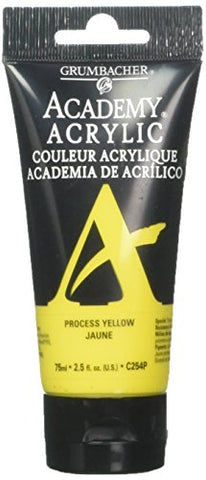 Grumbacher Academy Acrylic Paint, 75ml/2.5 Ounce Plastic Tube, Process Yellow (C254P)