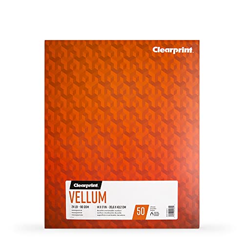 Clearprint Vellum Pad, 24 LB, 90 GSM, 14 x 17 Inches, 50 Sheets Per Pad, 1 Each (26321502011)