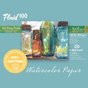 Fluid 100 Watercolor Paper 812210 140LB 100% Cotton Hot Press 8 x 8 Block, 15 Sheets