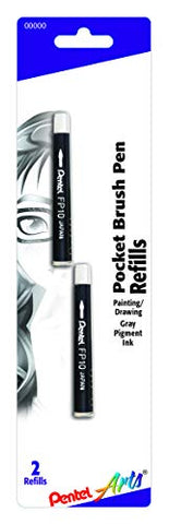 Pentel Arts Pocket Brush Refills, Gray Pigment Ink, 2 pack (FP10BP2N)