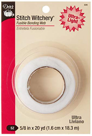 Dritz Stitch Witchery, Ultra Light Weight fusible bonding Web, 5/8-Inch X 20-Yards, White