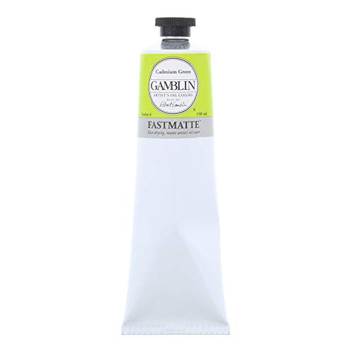 Gamblin Artist Paint, FastMatte Alkyd Colors, Fast Drying Oil Paint, Cadmium Green, 150ml Tube