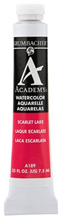 Grumbacher Academy Watercolor Paint, 7.5ml/0.25 Ounce, Scarlet Lake (A189)