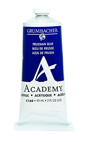 Grumbacher Academy Acrylic Paint, 90ml/3 oz Metal Tube, Prussian Blue