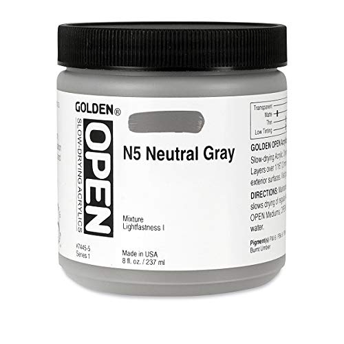 Golden OPEN Acrylic Colors neutral gray N5 8 oz. jar