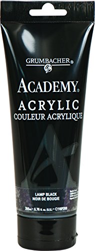 Grumbacher Academy Acrylic Paint, 200ml/6.76 oz. Plastic Tube, Lamp Black (C116P200)