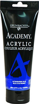 Grumbacher Academy Acrylic Paint, 200ml/6.8 oz. Plastic Tube, Ultramarine Blue (C219P200)