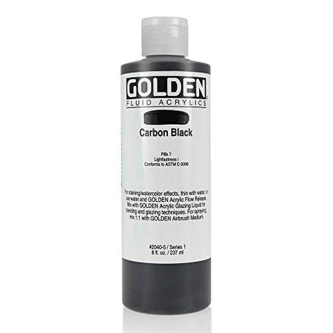 Golden Artist Colors Fluid Acrylic 8 oz. Carbon Black