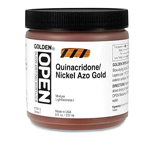 Golden OPEN Acrylic Colors quinacridone/nickel azo gold 8 oz. jar