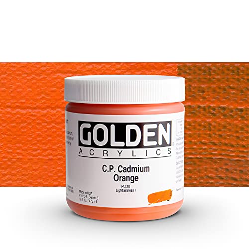 Golden Artist Acrylic, 16 Ounce jar, Cadmium Orange (1070-6)