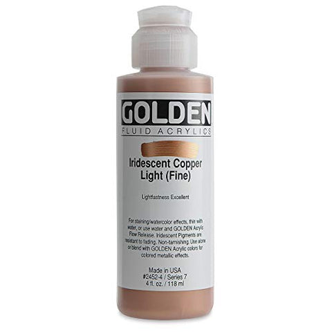 4 Oz Fluid Acrylic Iridescent Color Paints Color: Copper Light (Fine)