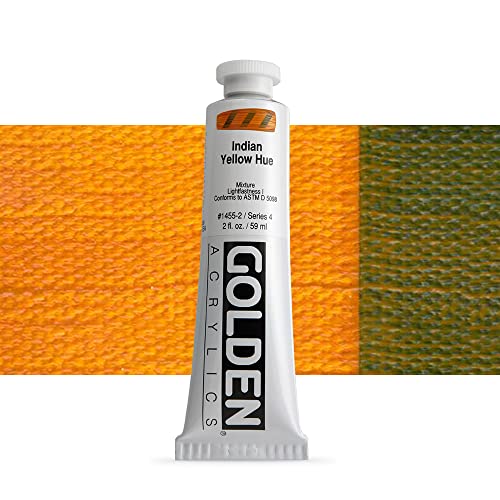 2 Oz Heavy Body Historical Hue Acrylic Paint Color: Indian Yellow Hue