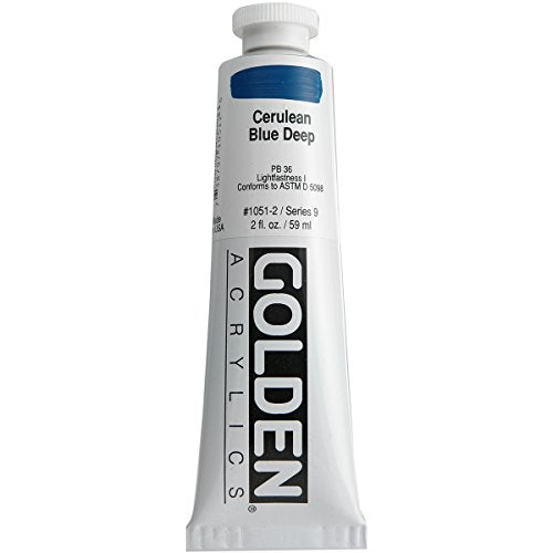 Golden Heavy Body Acrylic Paint, 2-Ounce, Cerulean Blue Deep