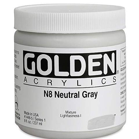 Golden Heavy Body Acrylic - Neutral Gray N8 8oz jar