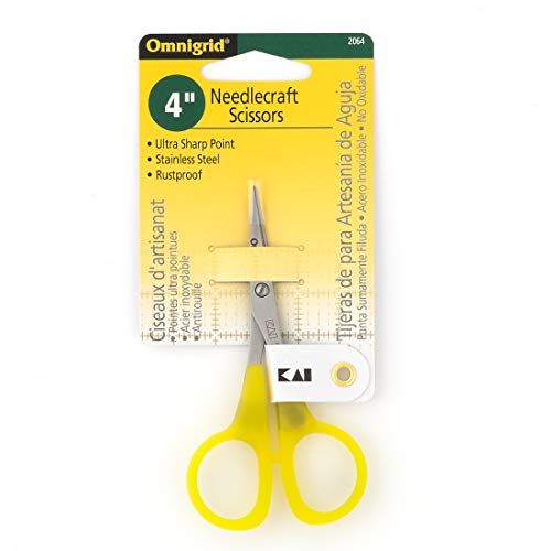 Omnigrid 4 in Embroidery Needlecraft Scissors, ?n? ???k, Yellow