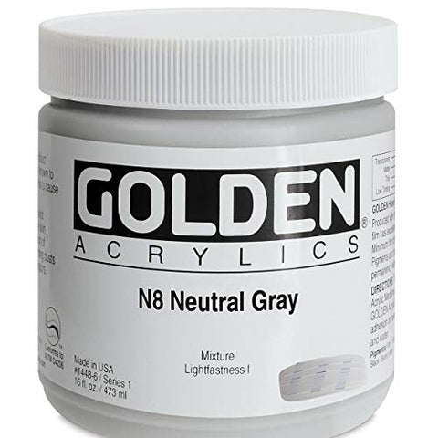 Golden Heavy Body Acrylic - Neutral Gray N8 16oz jar