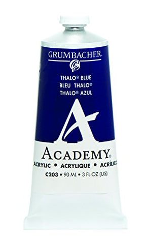 Grumbacher Academy Acrylic Paint, 90ml/3 oz Metal Tube, Thalo Blue