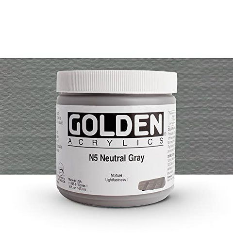 Golden Heavy Body Acrylic - Neutral Gray N5 16oz jar