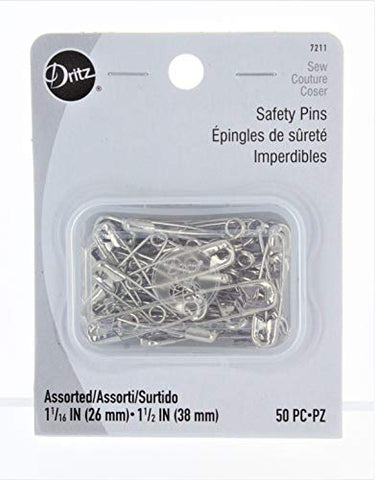 Dritz Safety Pins: Assorted Nickel, 50/Pkg.