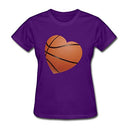 RamiCas Women Top Clothing Casual Got_Heart_Basketball_no_Words Printed Small with Organic Cotton Purple