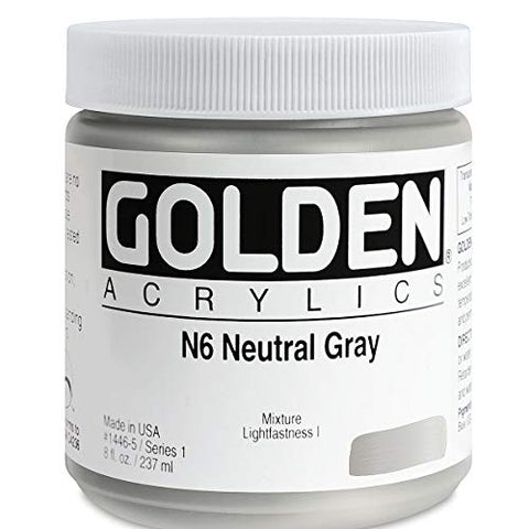 Golden Heavy Body Acrylic - Neutral Gray N6 8oz jar